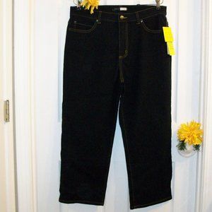 FOCUS LIFESTYLE Sz 12 NWT Blue Cropped Stretch Jeans Tummny Control 24.5" Inseam